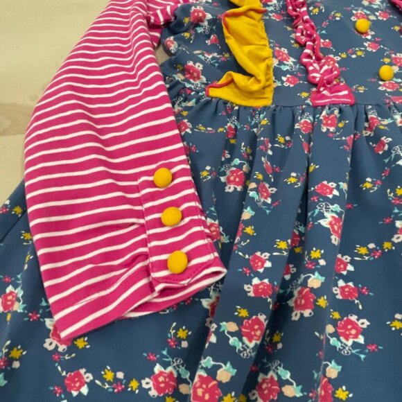 Banana Split Girl's Size 8 Dress Multi Fabric Ruffles Long Sleeve 100% Cotton - Picture 3 of 8